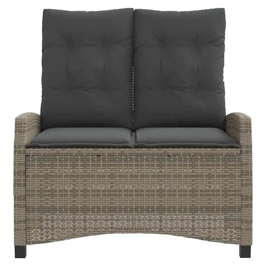 Reclining Garden Bench Outdoor Seating with Cushions Grey