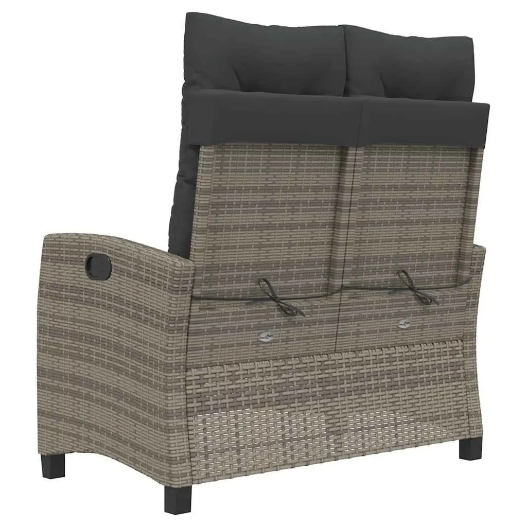 Reclining Garden Bench Outdoor Seating with Cushions Grey
