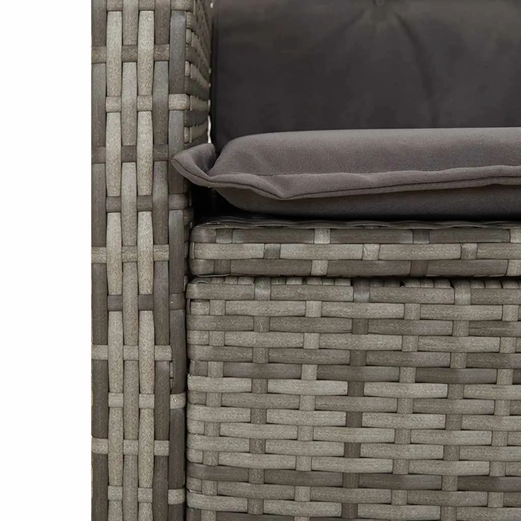 Reclining Garden Bench Outdoor Seating with Cushions Grey