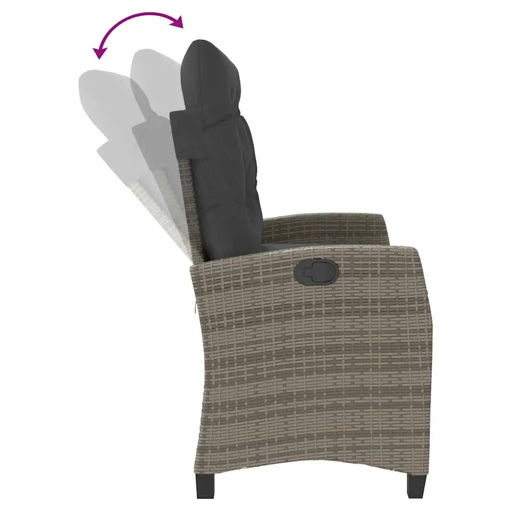 Reclining Garden Bench Outdoor Seating with Cushions Grey