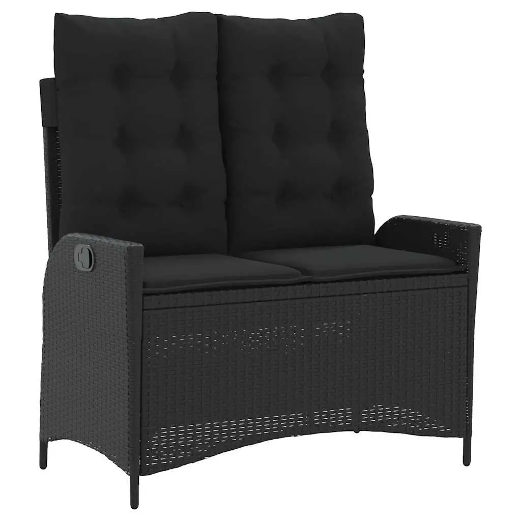 Reclining Garden Bench with Cushions Outdoor Seating Adjustable Backrest Black