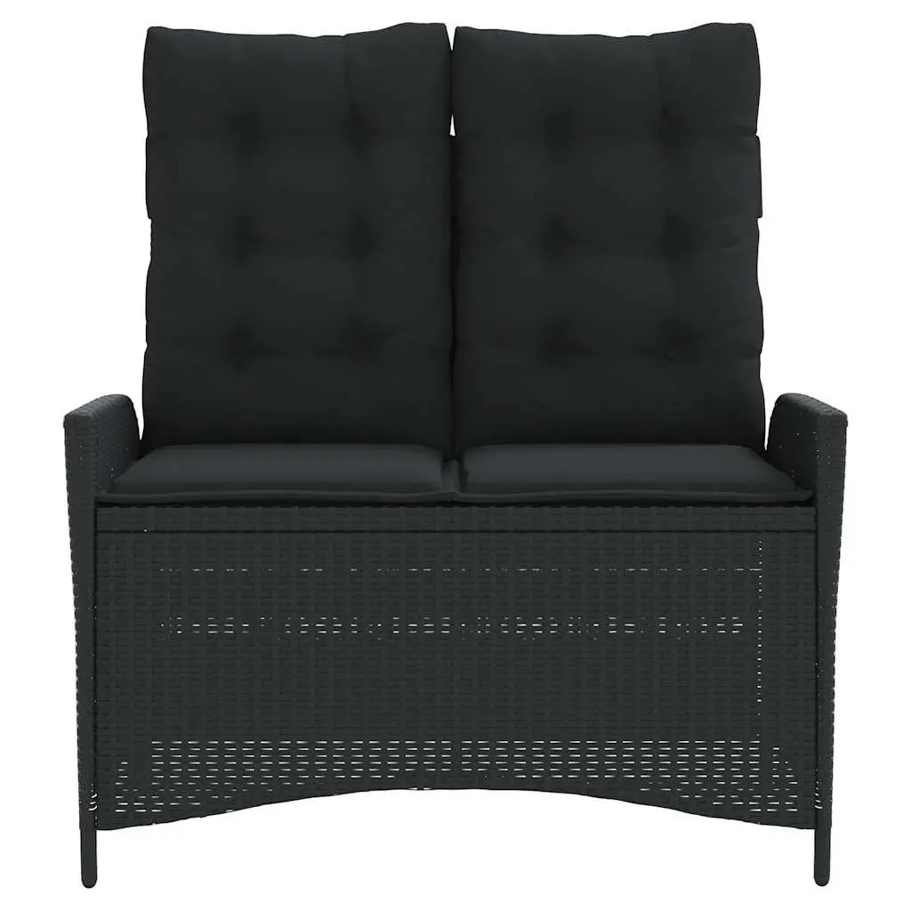 Reclining Garden Bench with Cushions Outdoor Seating Adjustable Backrest Black