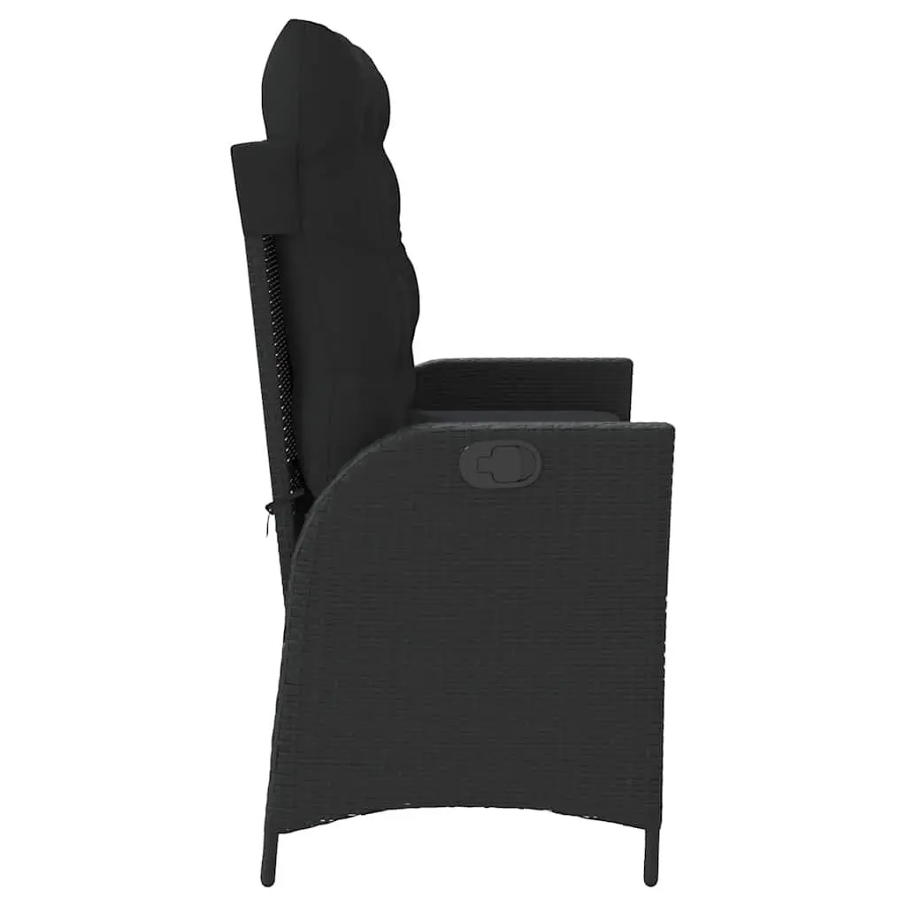 Reclining Garden Bench with Cushions Outdoor Seating Adjustable Backrest Black