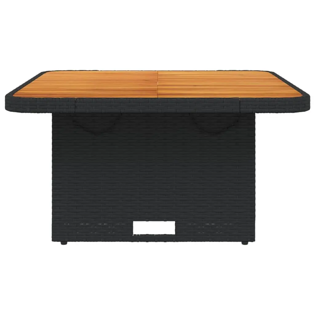 Garden Table 80x80x71 cm Black Outdoor Poly Rattan Acacia Wood Patio Furniture