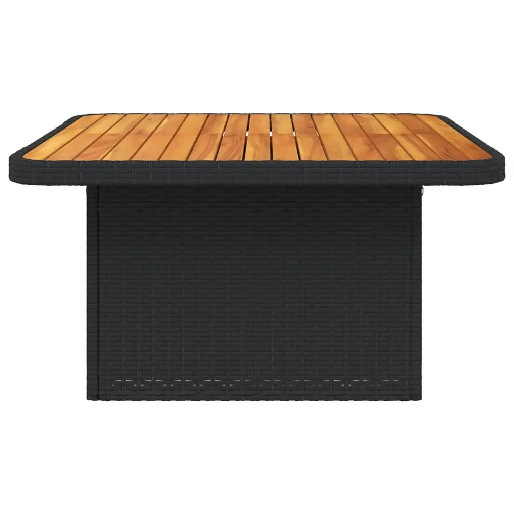Garden Table 80x80x71 cm Black Outdoor Poly Rattan Acacia Wood Patio Furniture