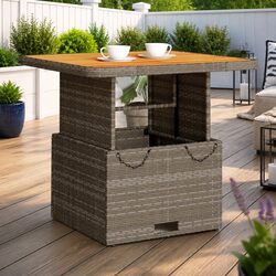 Garden Table: 80 x 80 x 71 cm, Grey Poly Rattan