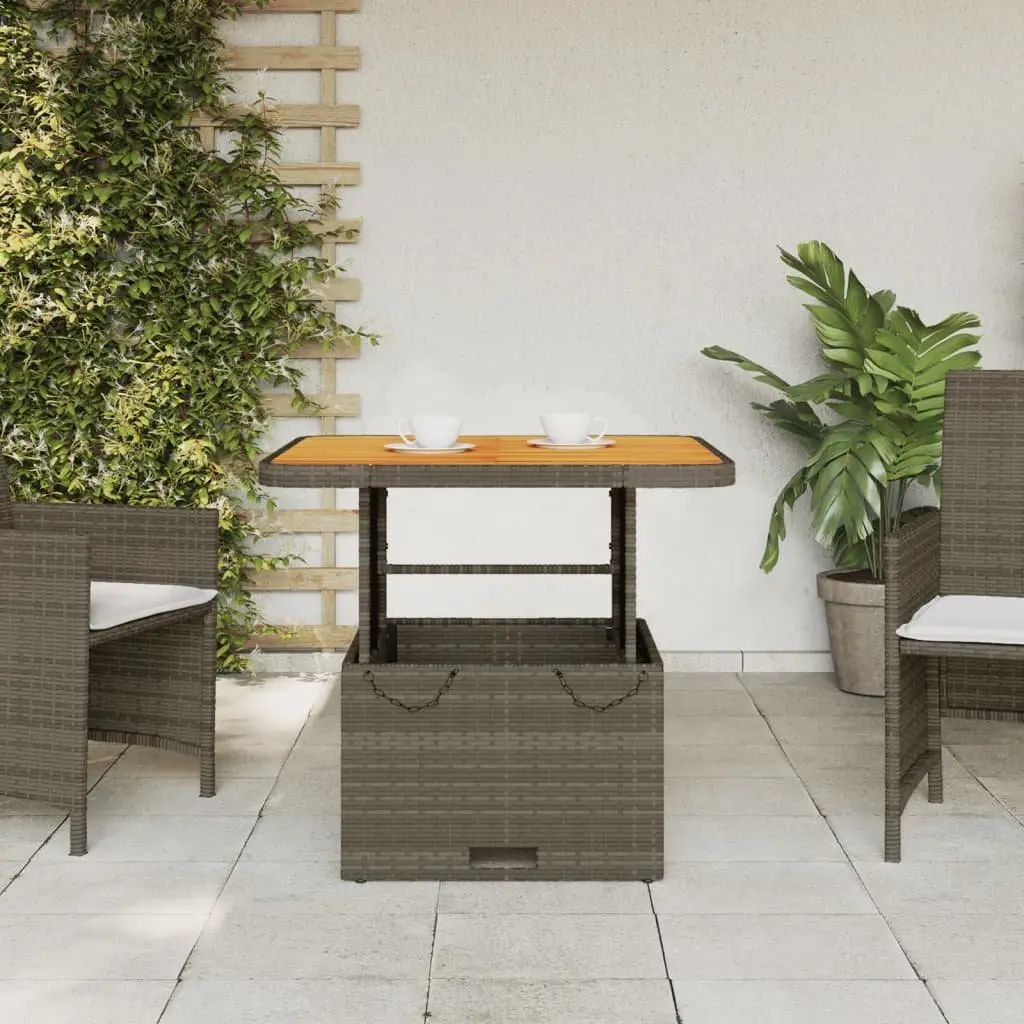 Garden Table 80x80x71cm Outdoor Patio Furniture Coffee Dining Grey Poly Rattan