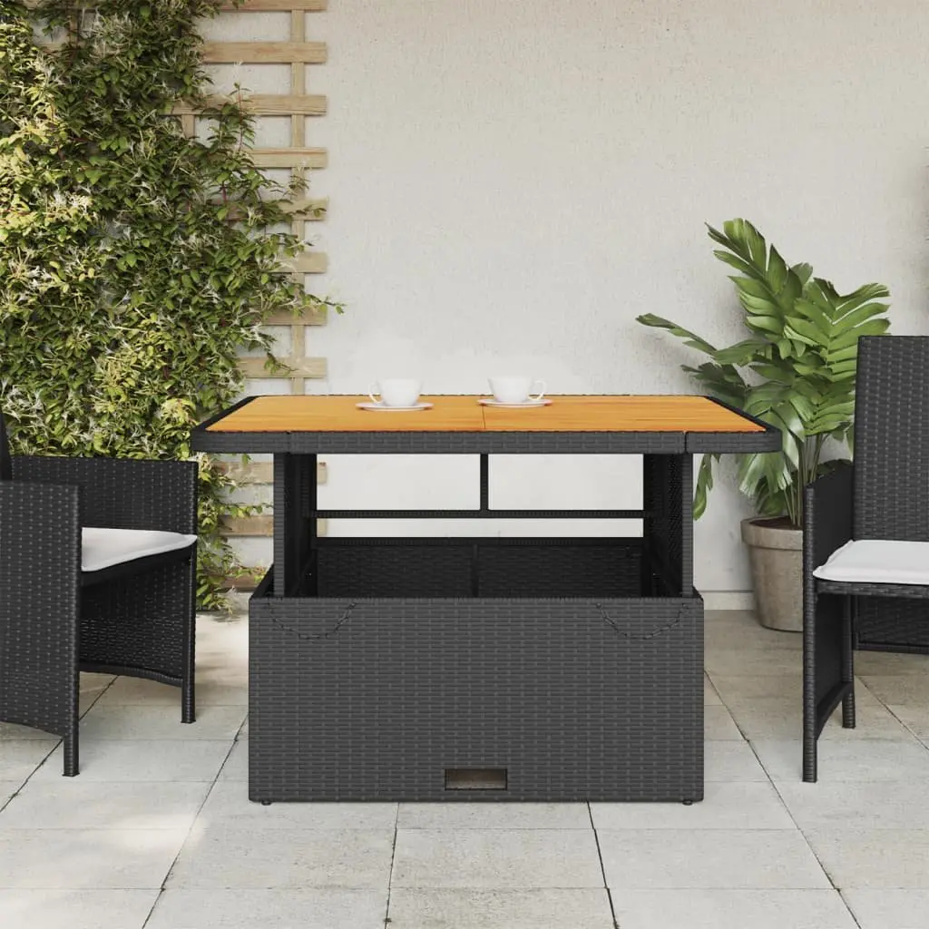 Garden Table Outdoor 110x110x71 cm Poly Rattan Acacia Wood Top