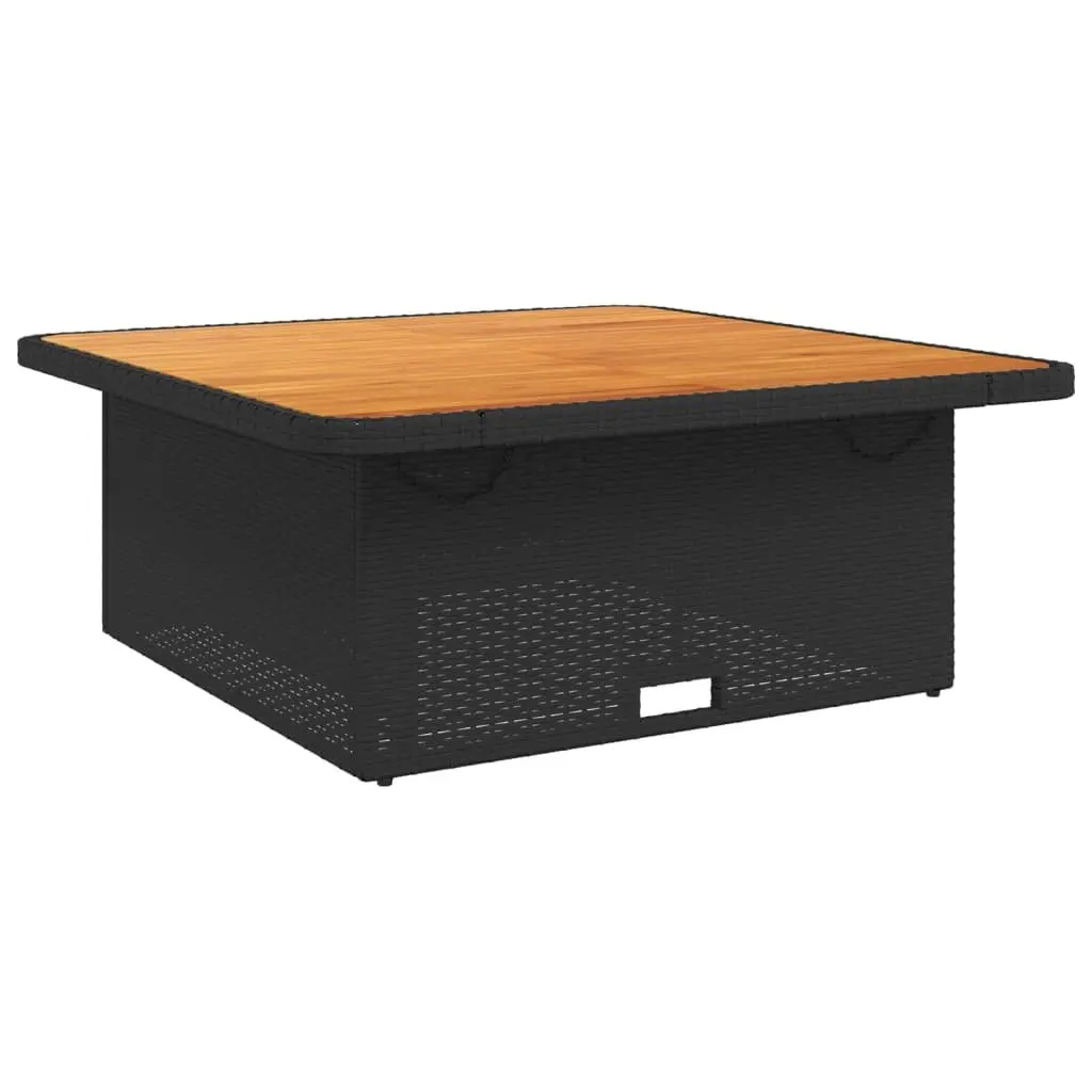 Garden Table Outdoor 110x110x71 cm Poly Rattan Acacia Wood Top