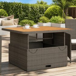Garden Table Grey Dimensions 110x110x71 cm with Rattan Frame