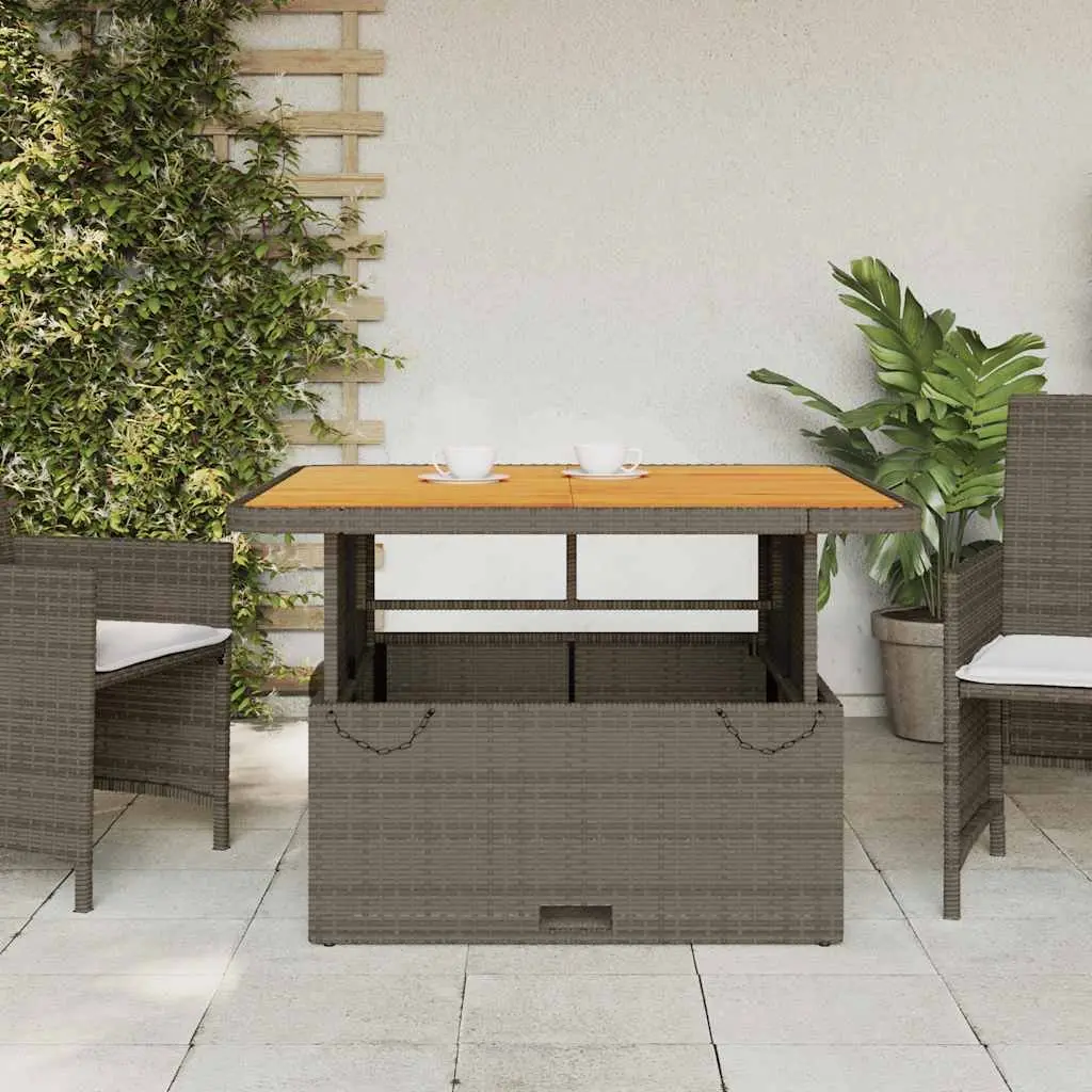 Garden Table Grey 110x110x71 cm Outdoor Patio Furniture with Adjustable Tabletop