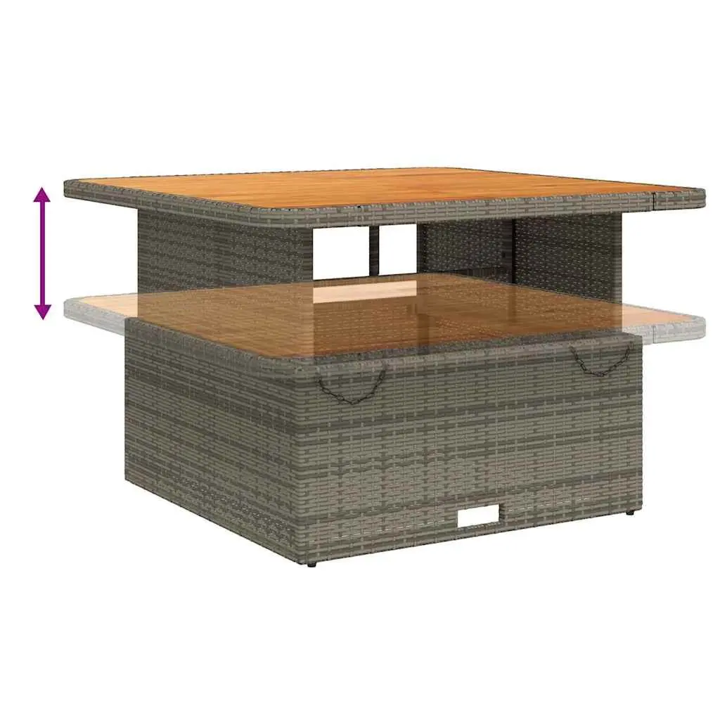 Garden Table Grey 110x110x71 cm Outdoor Patio Furniture with Adjustable Tabletop