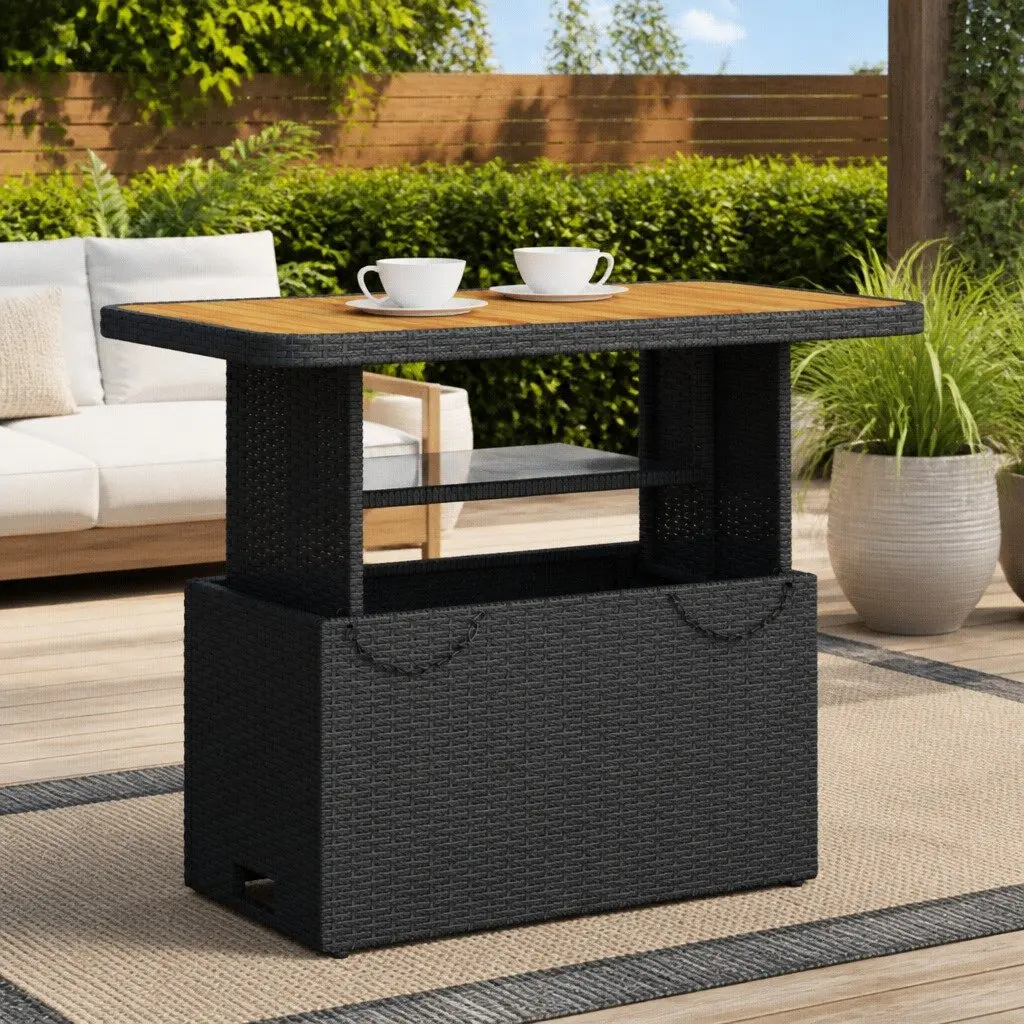 Garden Table 90x55x71cm Black Outdoor Furniture Patio Coffee Dining Table