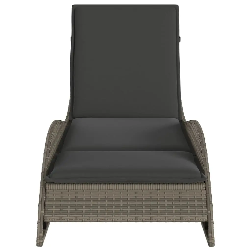 Sun Lounger Outdoor Garden Chair with Cushion Grey Adjustable Reclining Lounge