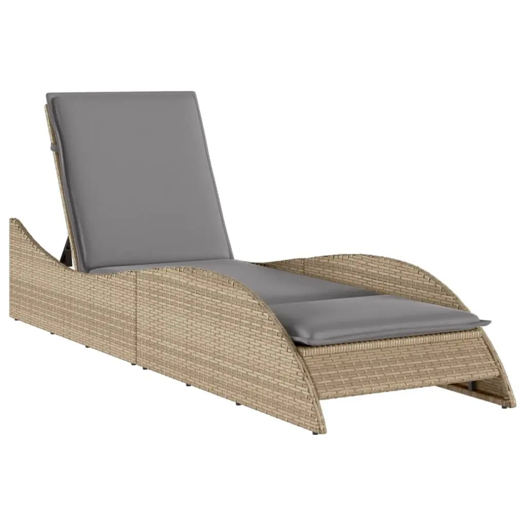 Sun Lounger Outdoor Garden Furniture Adjustable Backrest Beige