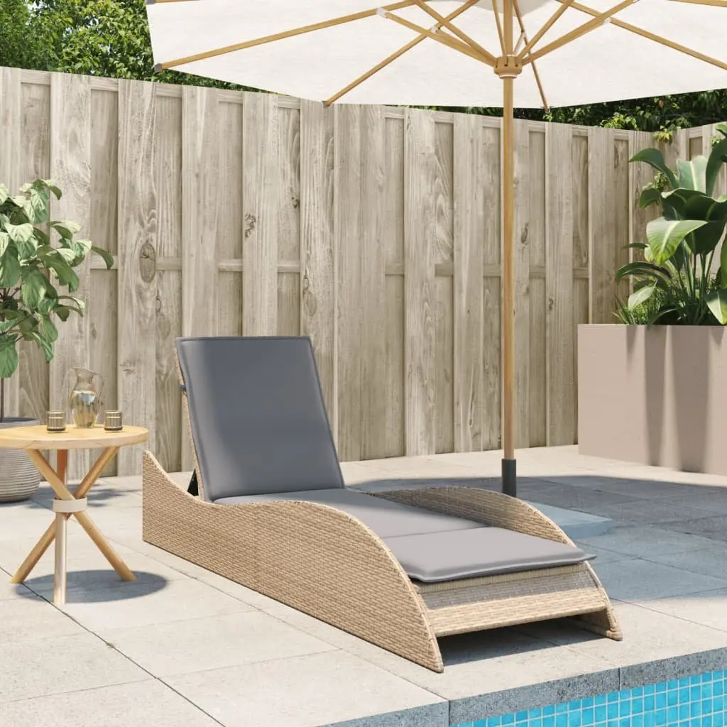 Sun Lounger Outdoor Garden Furniture Adjustable Backrest Beige