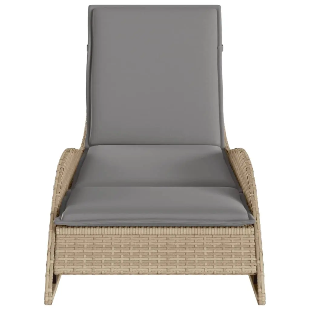 Sun Lounger Outdoor Garden Furniture Adjustable Backrest Beige