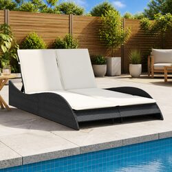 Sun Lounger with Cushions - 114L x 205W x 73H cm