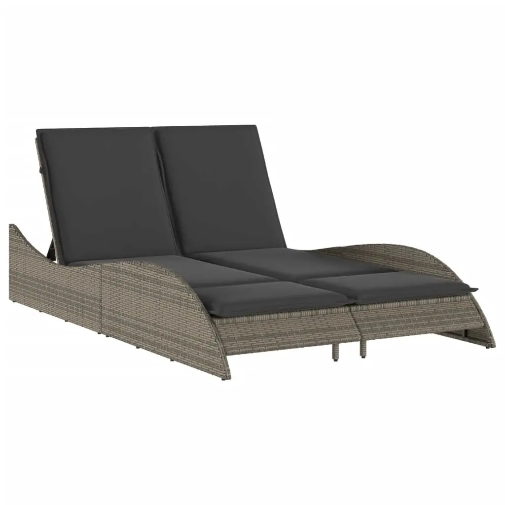 Sun Lounger Outdoor Garden Furniture Grey Adjustable Backrest 114 x 205 x 73 cm