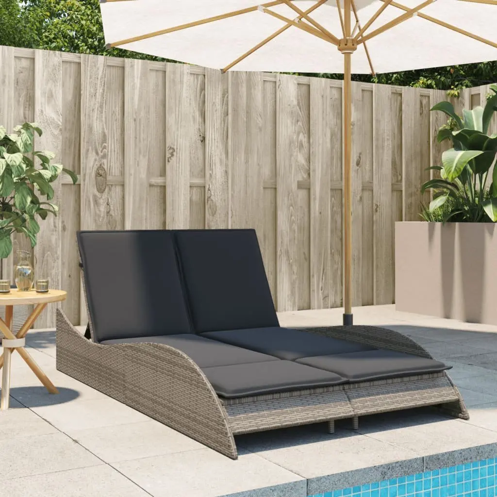 Sun Lounger Outdoor Garden Furniture Grey Adjustable Backrest 114 x 205 x 73 cm