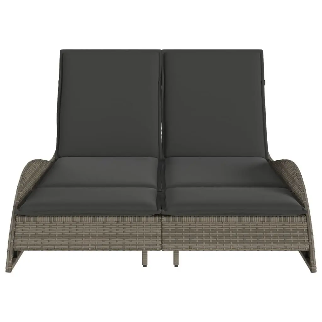 Sun Lounger Outdoor Garden Furniture Grey Adjustable Backrest 114 x 205 x 73 cm