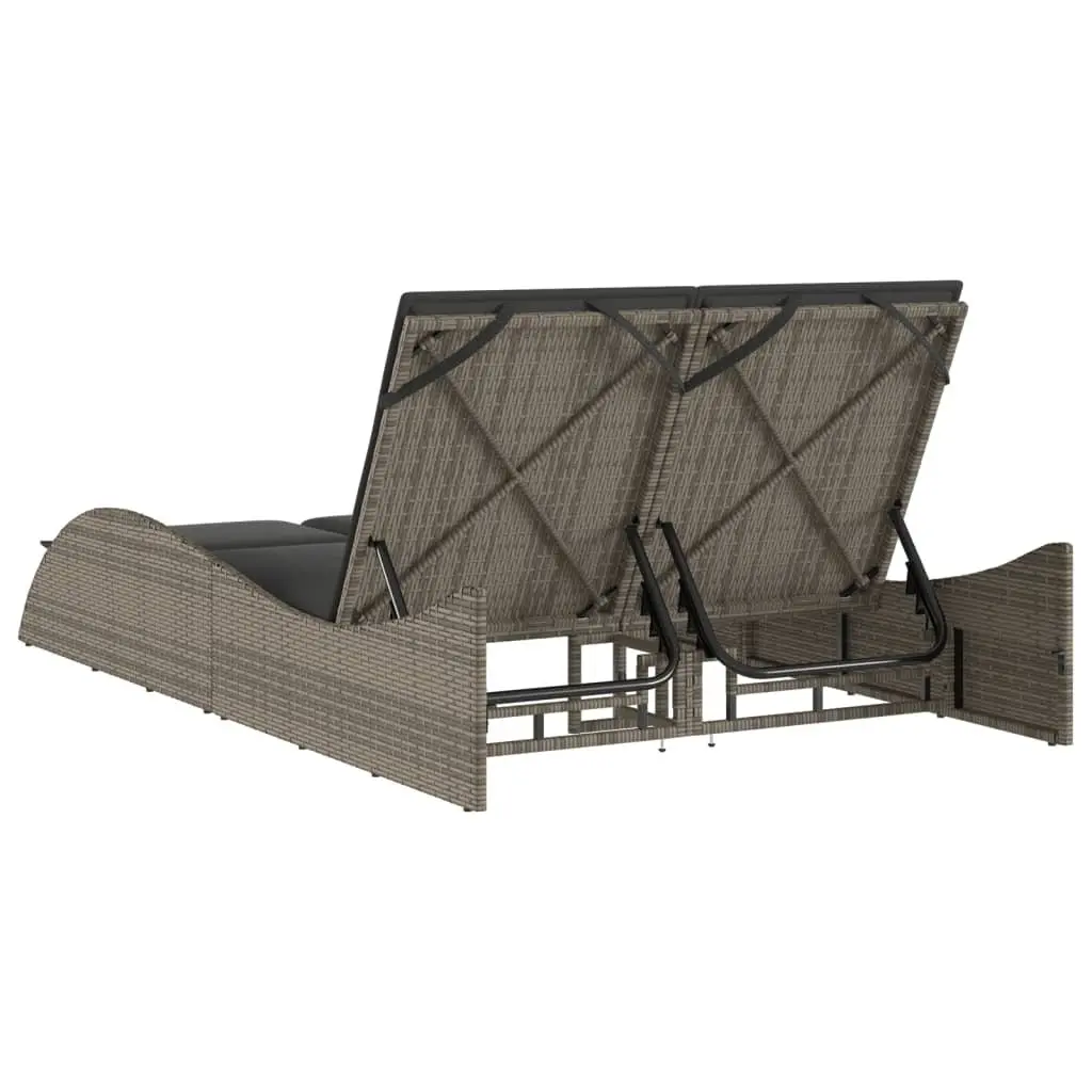 Sun Lounger Outdoor Garden Furniture Grey Adjustable Backrest 114 x 205 x 73 cm