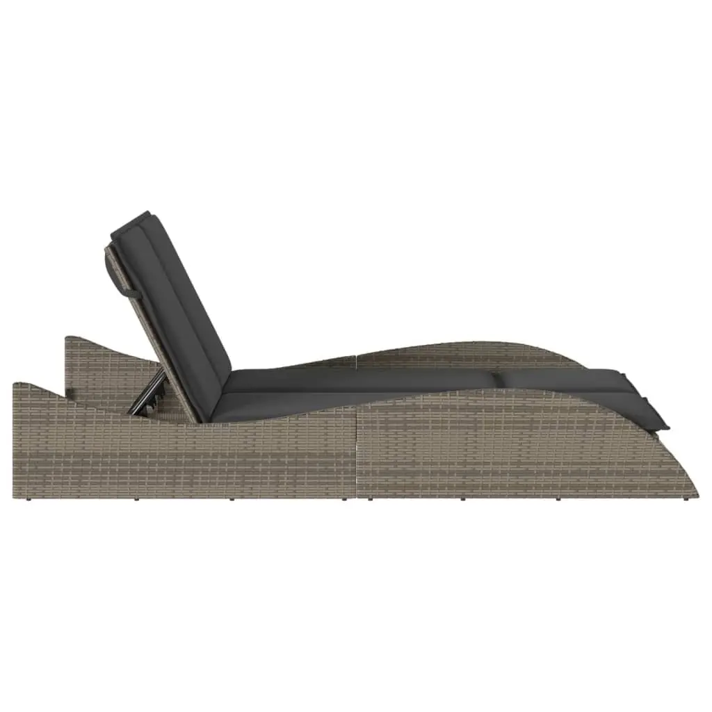 Sun Lounger Outdoor Garden Furniture Grey Adjustable Backrest 114 x 205 x 73 cm