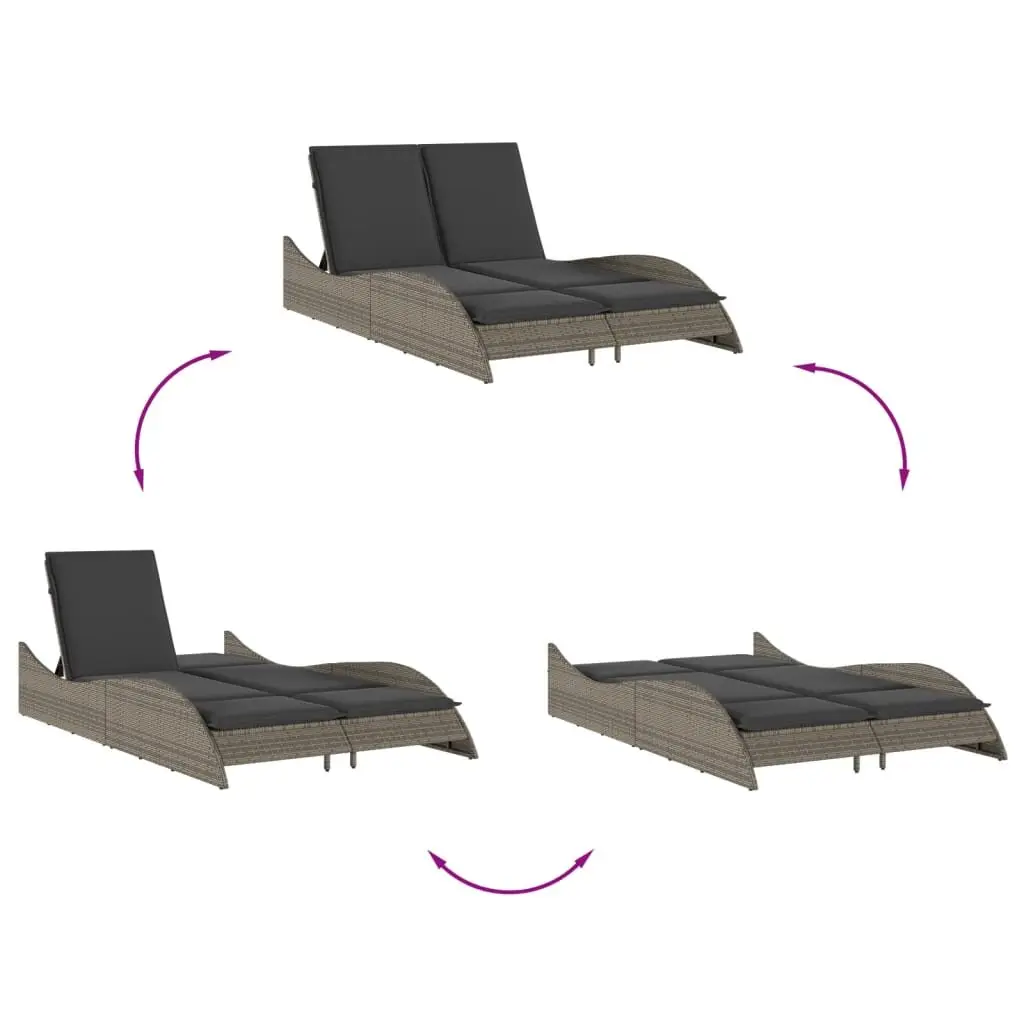 Sun Lounger Outdoor Garden Furniture Grey Adjustable Backrest 114 x 205 x 73 cm