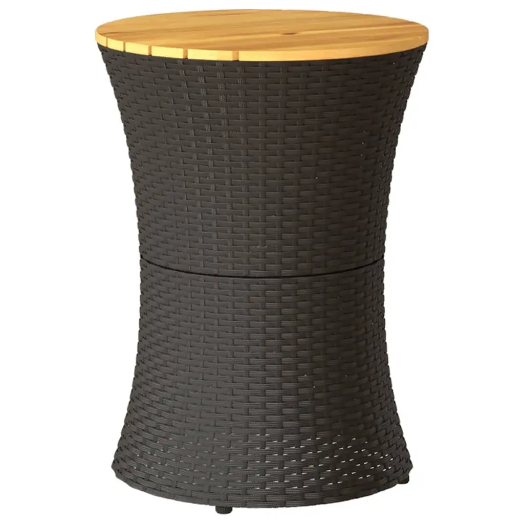 Drum Shape Black Poly Rattan Outdoor Side Table