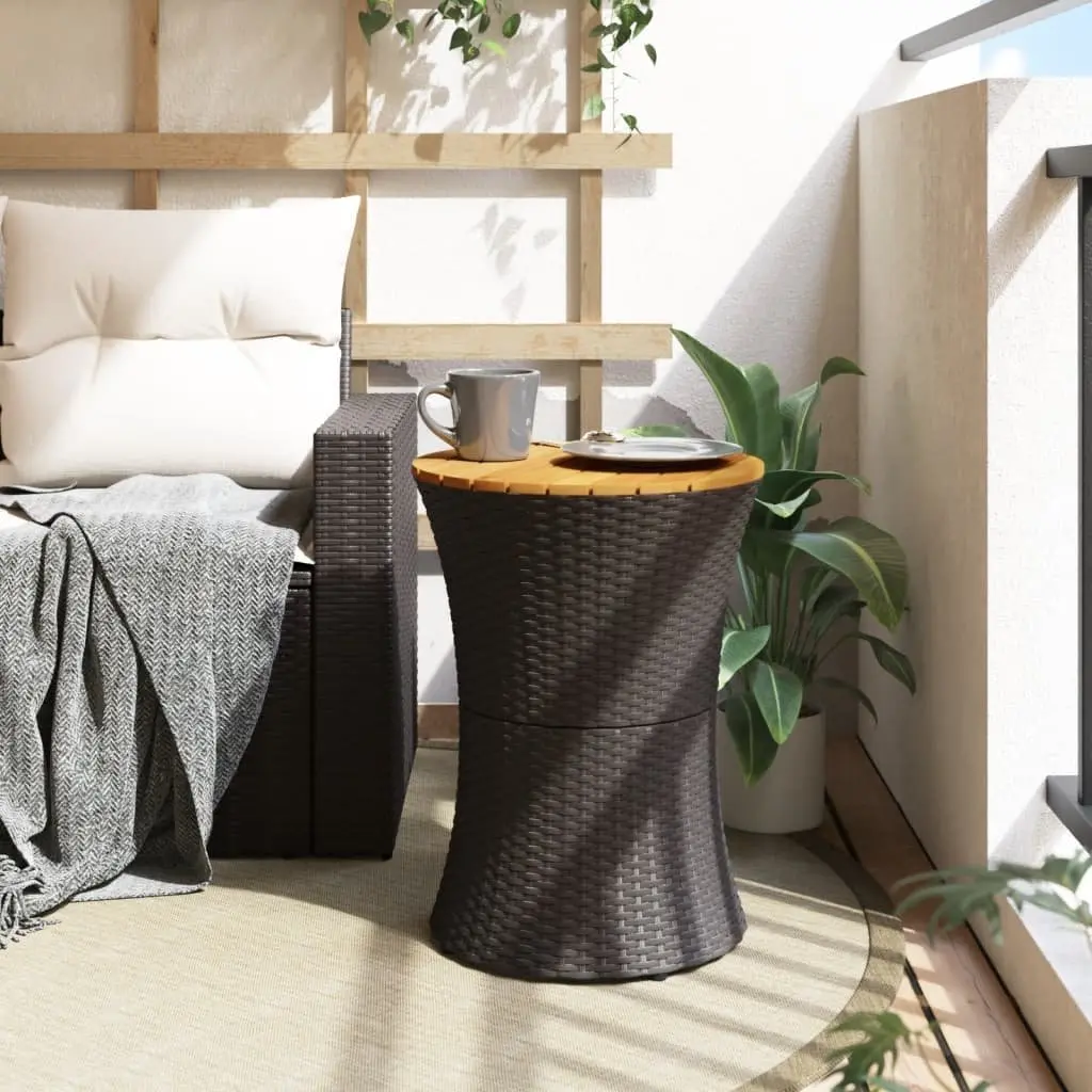 Drum Shape Black Poly Rattan Outdoor Side Table