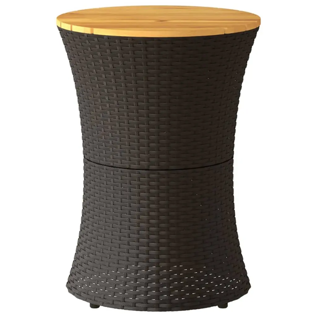 Drum Shape Black Poly Rattan Outdoor Side Table