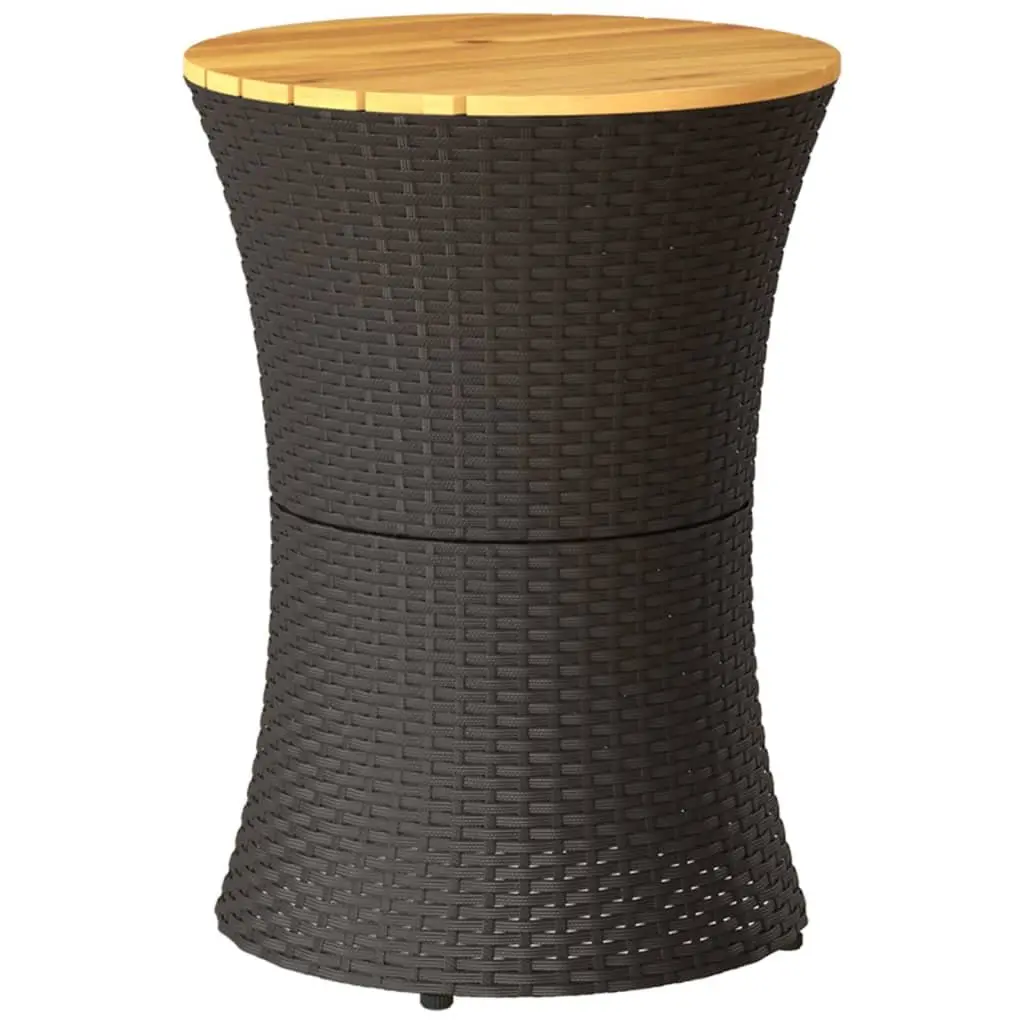 Drum Shape Black Poly Rattan Outdoor Side Table