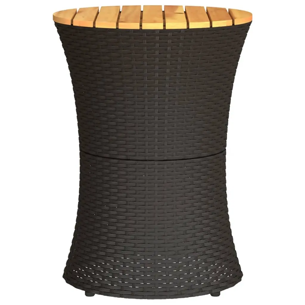 Drum Shape Black Poly Rattan Outdoor Side Table