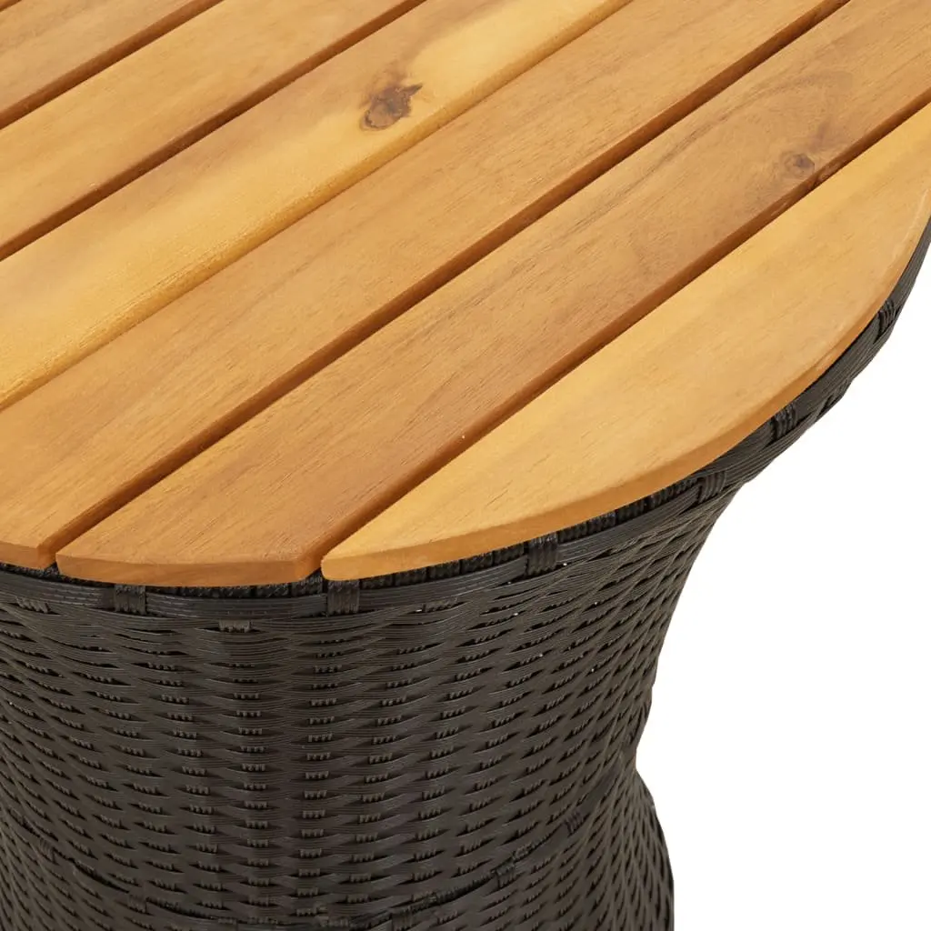 Drum Shape Black Poly Rattan Outdoor Side Table
