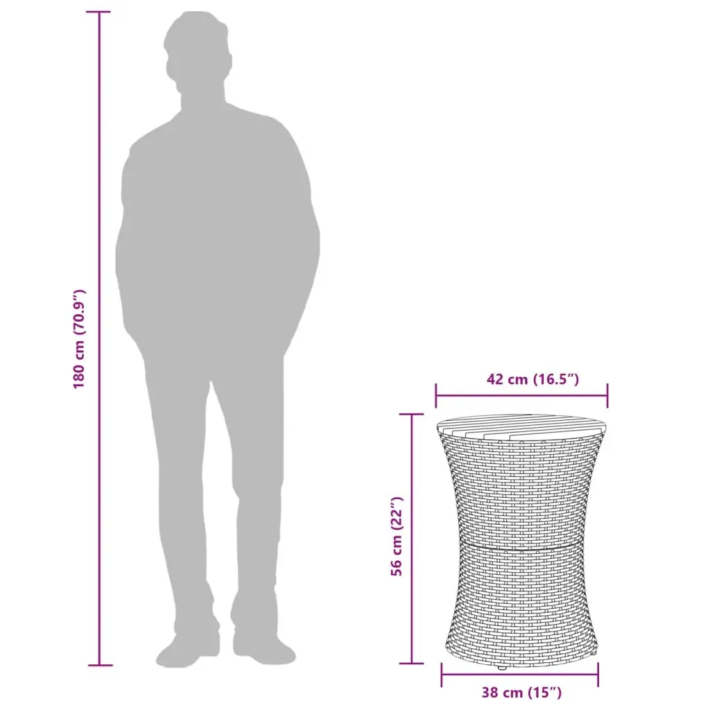 Garden Side Table Drum Shape Grey Outdoor Furniture Patio
