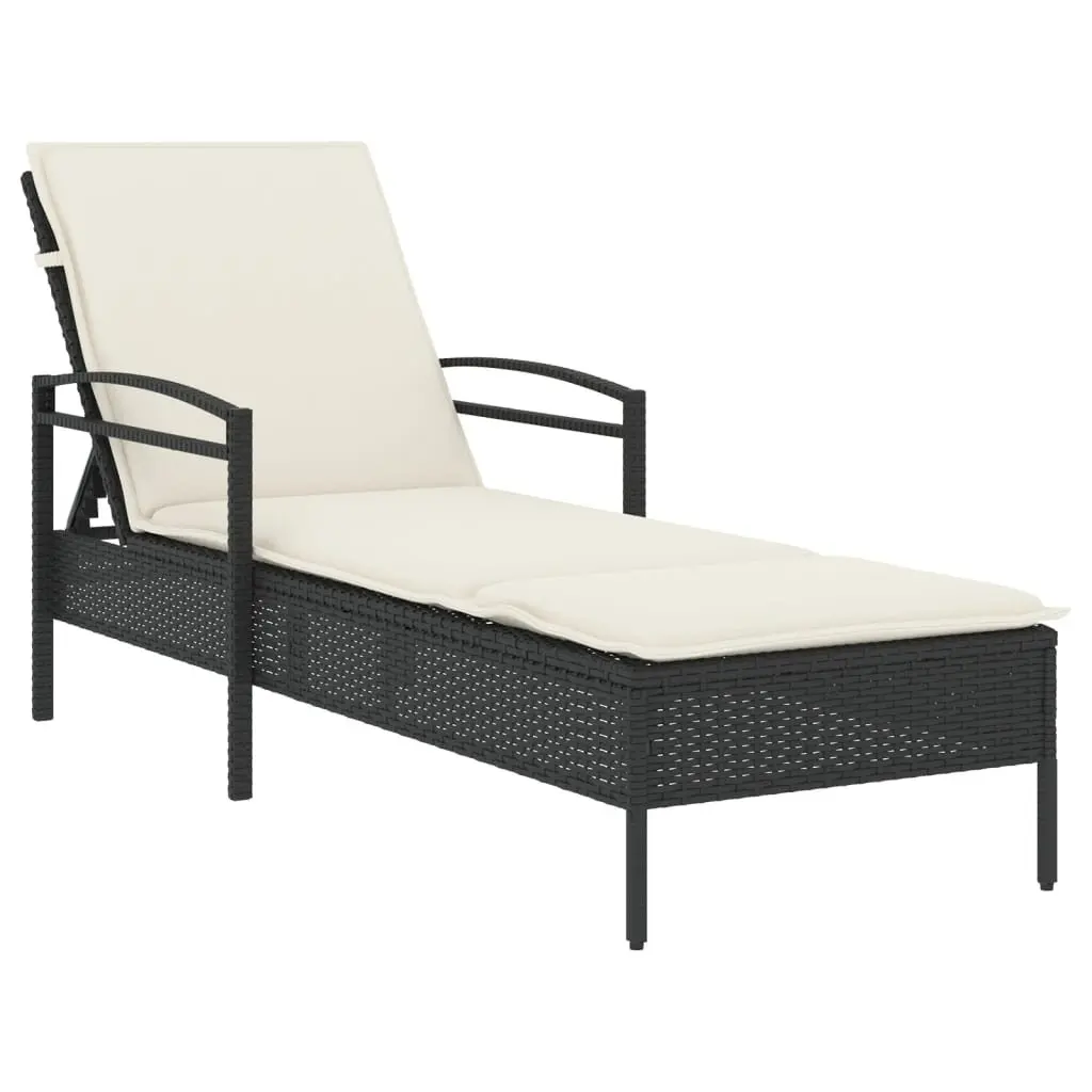 Sun Lounger Outdoor Reclining Chair with Cushion Black 63 x 200 x 81 cm