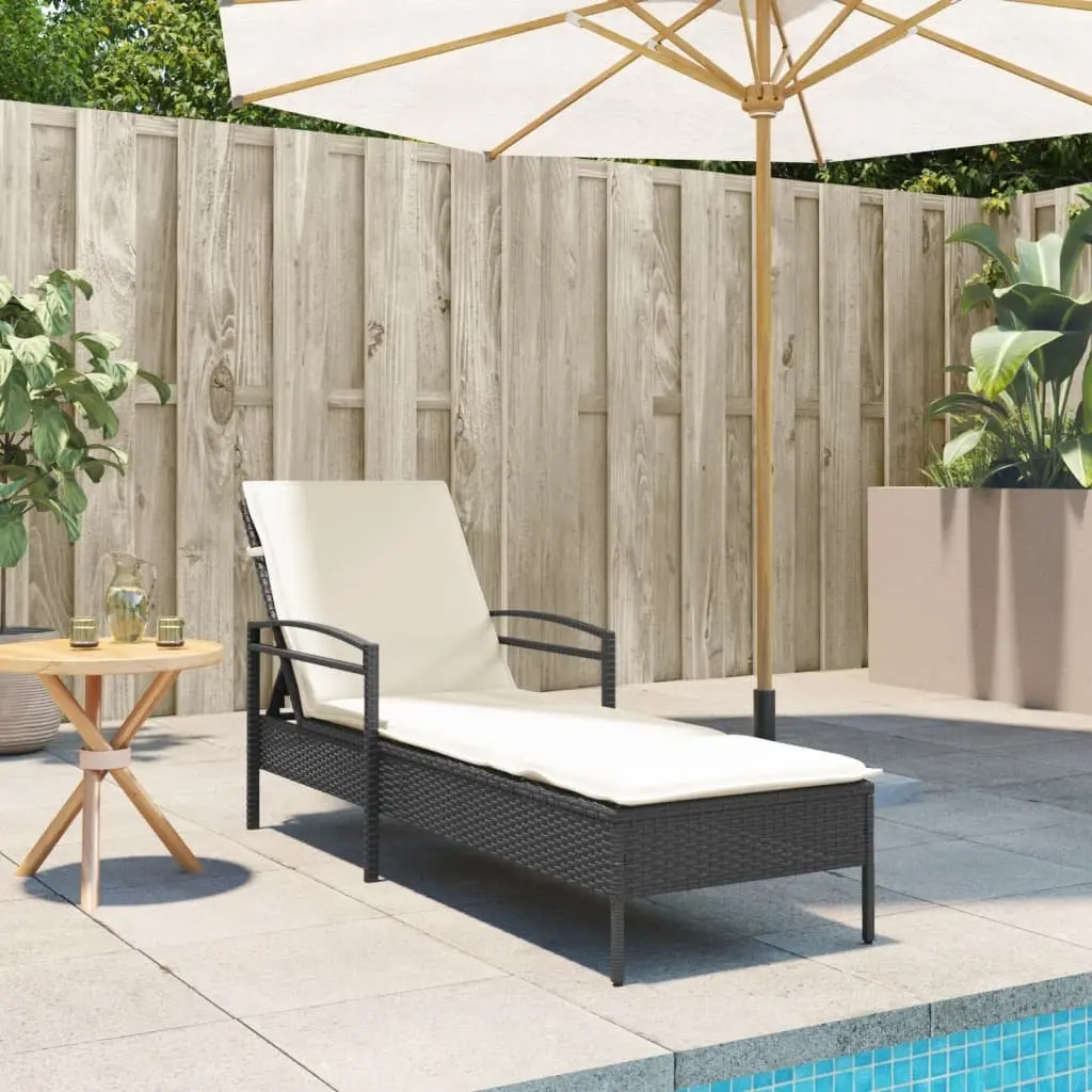 Sun Lounger Outdoor Reclining Chair with Cushion Black 63 x 200 x 81 cm