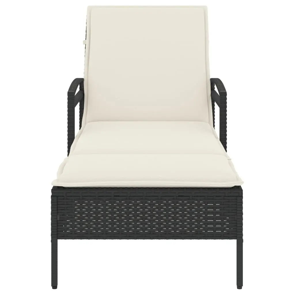 Sun Lounger Outdoor Reclining Chair with Cushion Black 63 x 200 x 81 cm