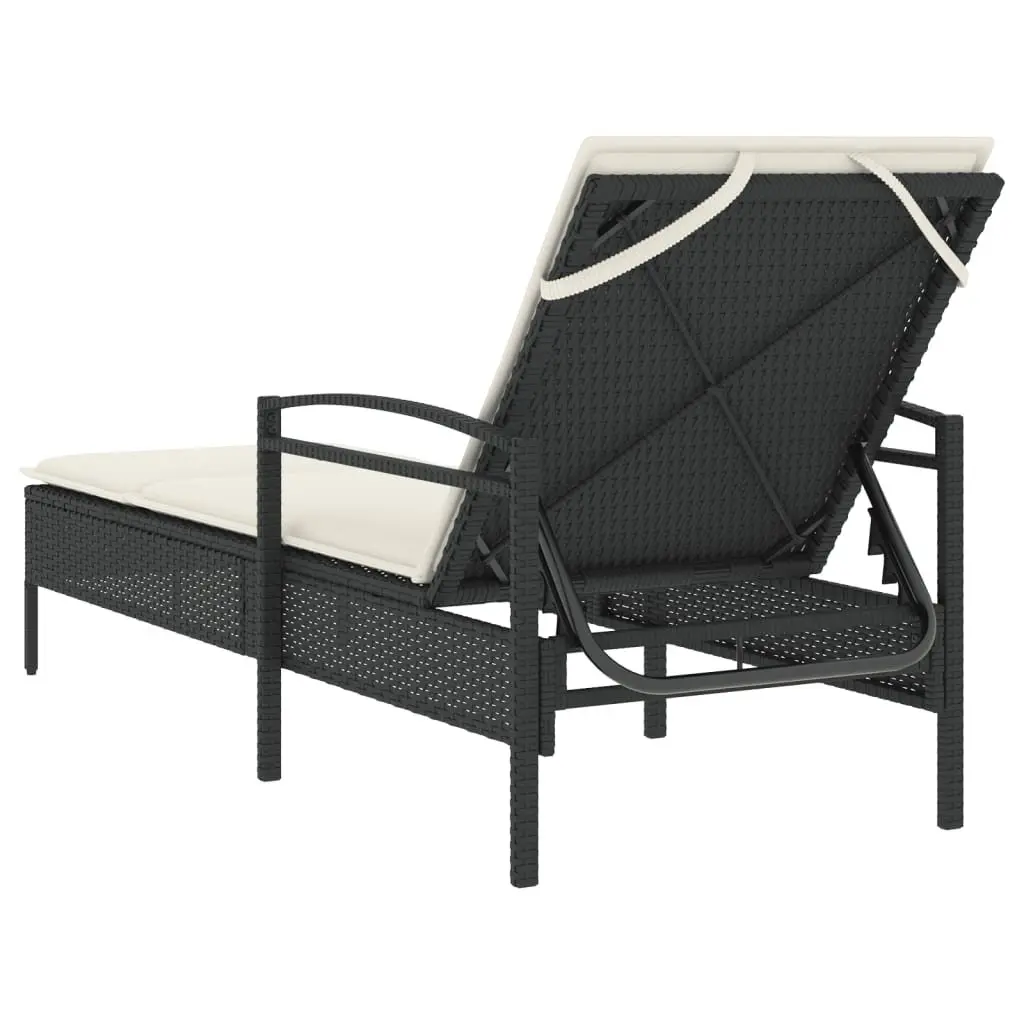 Sun Lounger Outdoor Reclining Chair with Cushion Black 63 x 200 x 81 cm