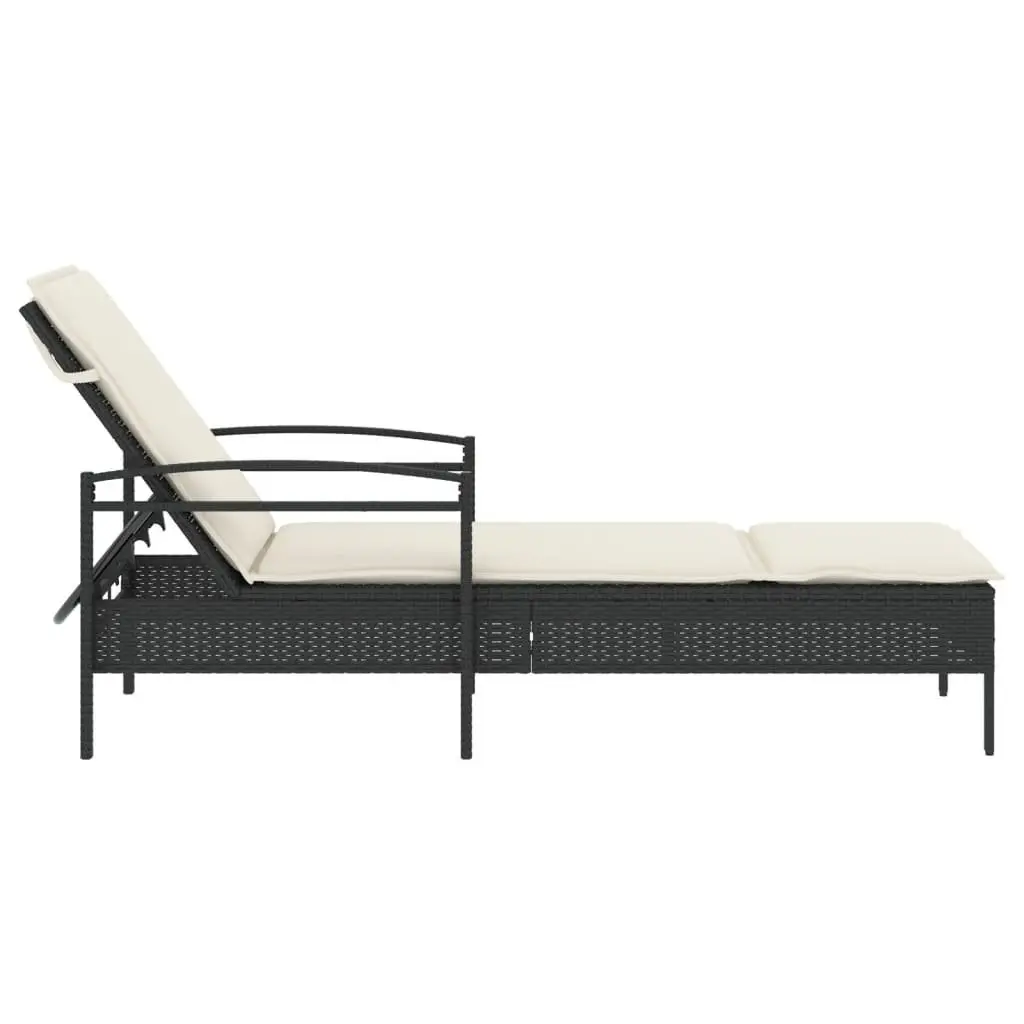 Sun Lounger Outdoor Reclining Chair with Cushion Black 63 x 200 x 81 cm