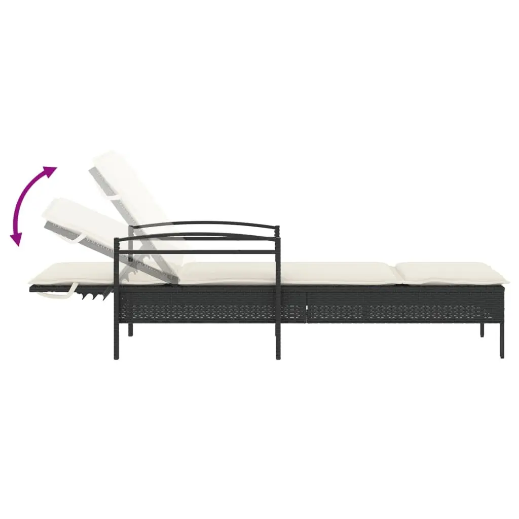 Sun Lounger Outdoor Reclining Chair with Cushion Black 63 x 200 x 81 cm