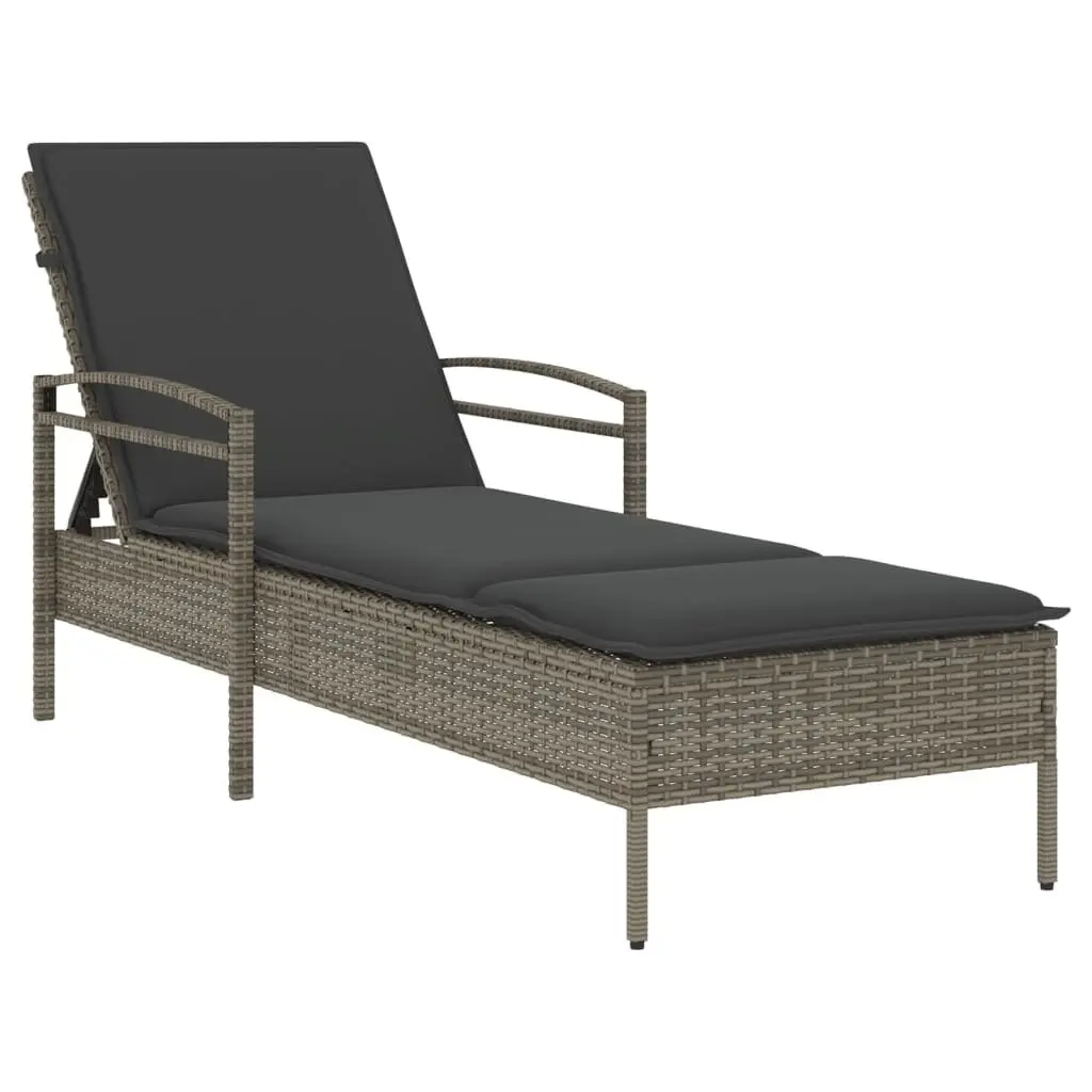 Sun Lounger Outdoor Use Adjustable Backrest Rattan Garden Lounge Chair 63 x 200 x 81 cm