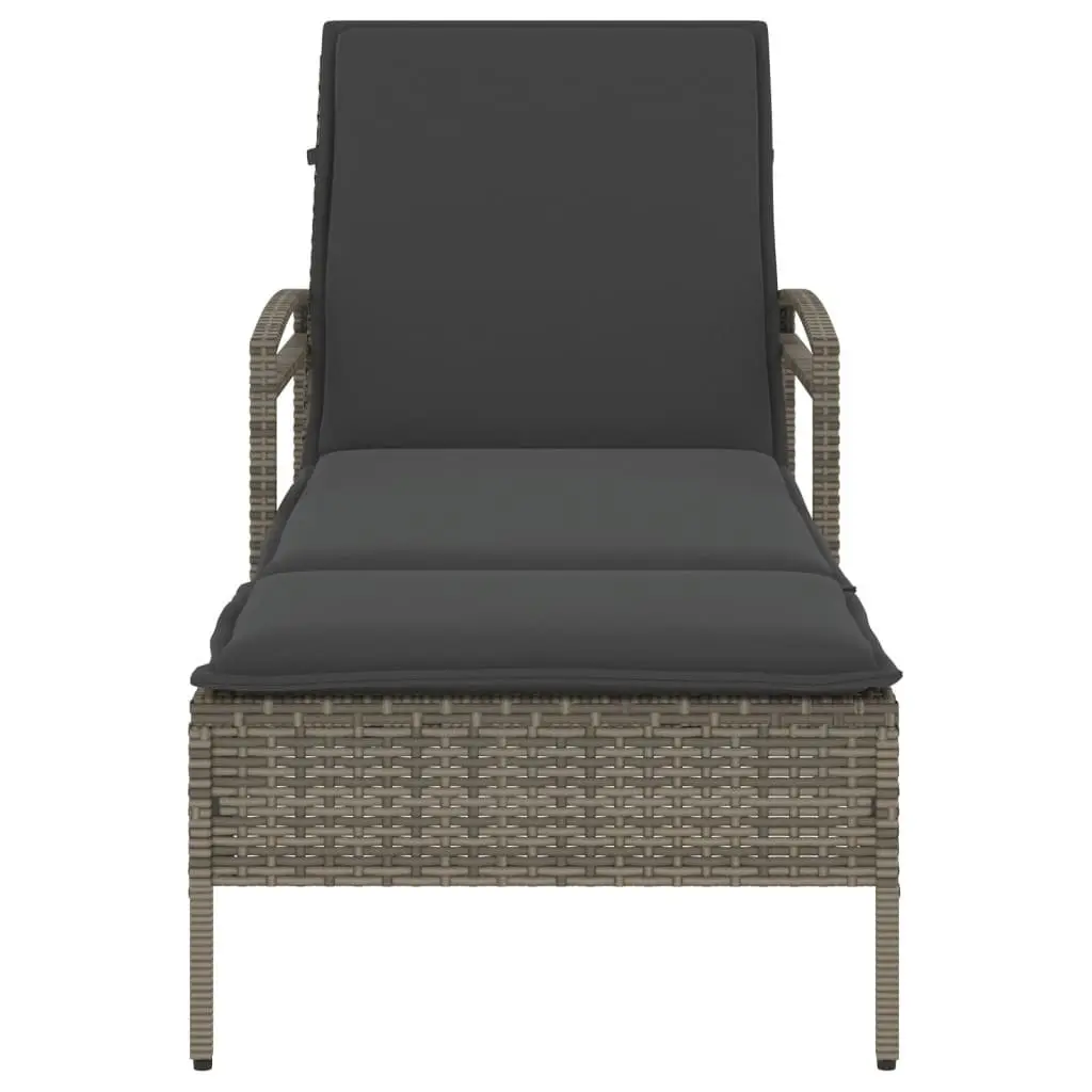 Sun Lounger Outdoor Use Adjustable Backrest Rattan Garden Lounge Chair 63 x 200 x 81 cm