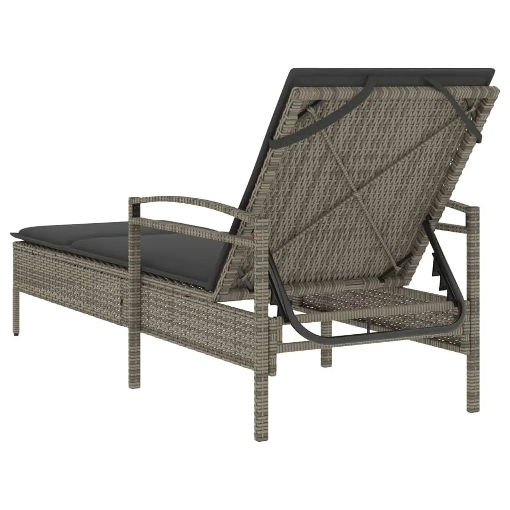 Sun Lounger Outdoor Use Adjustable Backrest Rattan Garden Lounge Chair 63 x 200 x 81 cm