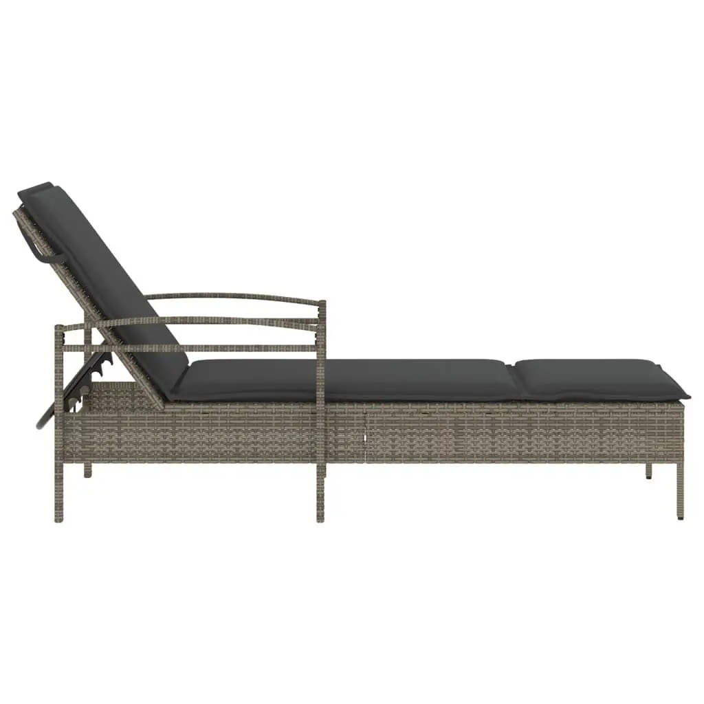Sun Lounger Outdoor Use Adjustable Backrest Rattan Garden Lounge Chair 63 x 200 x 81 cm