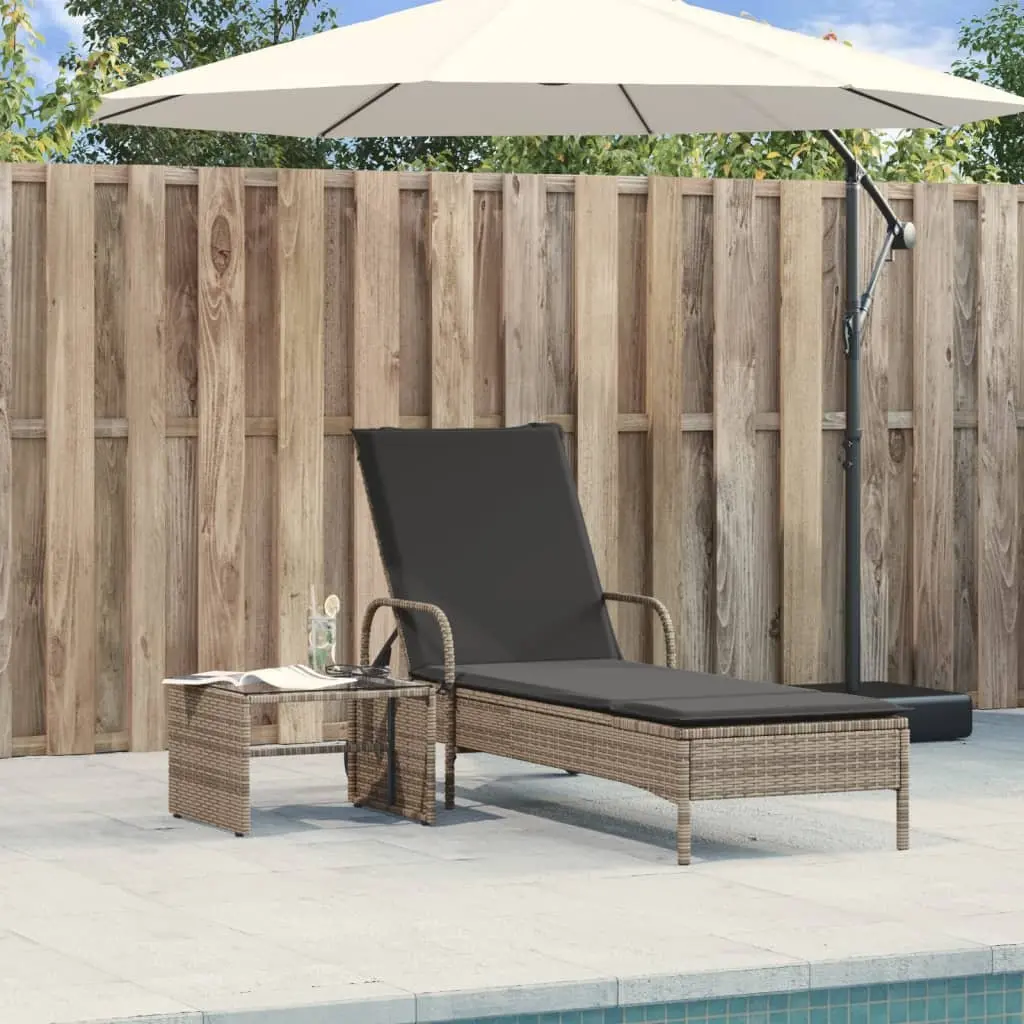 Sun Lounger with Wheels Adjustable Backrest Garden Outdoor Reclining Lounger