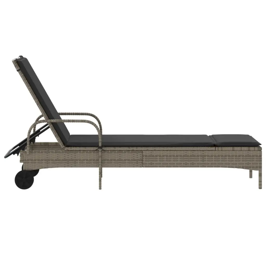 Sun Lounger with Wheels Adjustable Backrest Garden Outdoor Reclining Lounger