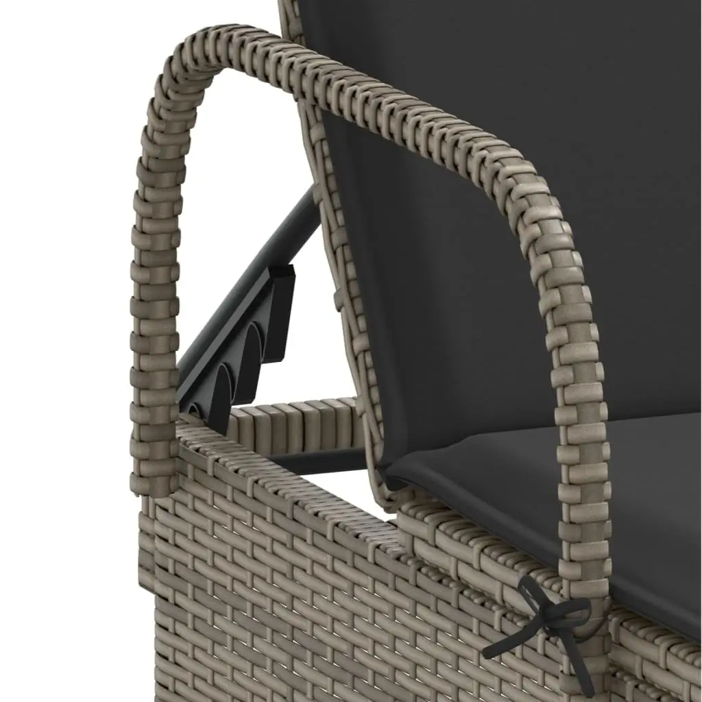 Sun Lounger with Wheels Adjustable Backrest Garden Outdoor Reclining Lounger