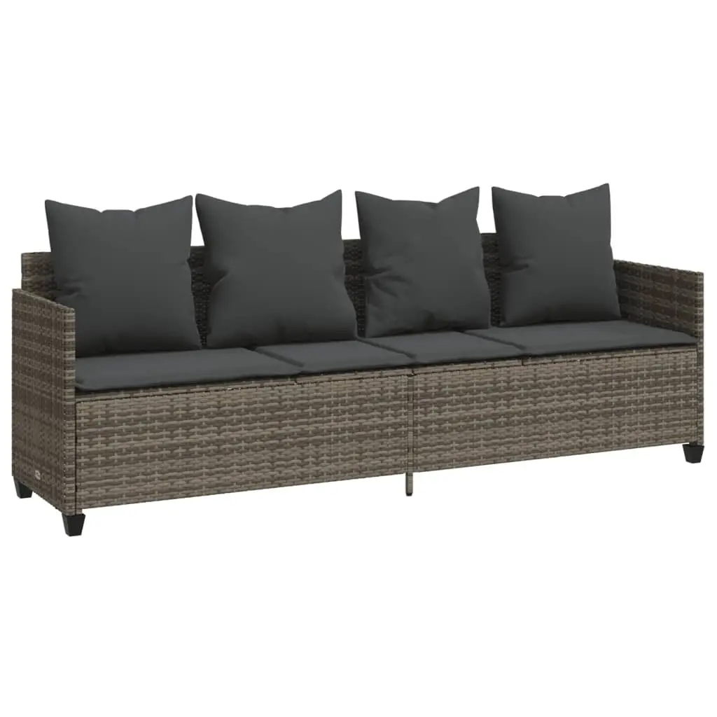 Sun Lounger Outdoor Adjustable Reclining Chair Grey Cushions
