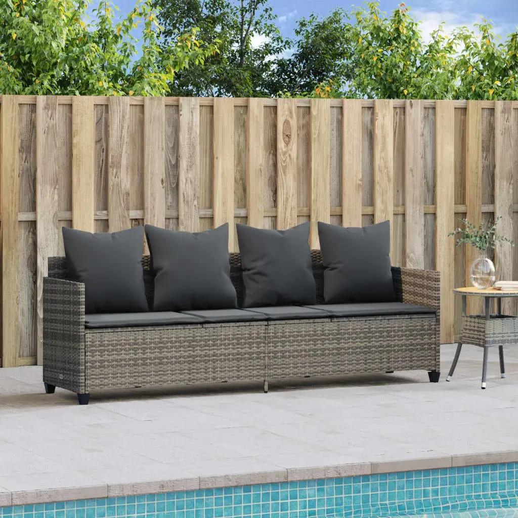 Sun Lounger Outdoor Adjustable Reclining Chair Grey Cushions